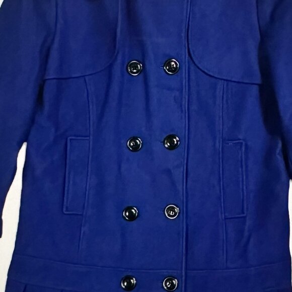 Y2K Blue Wool Worthington VTG Coat XL Corpcore Academia Classic 90 Pea-Coat BOHO - Picture 7 of 16